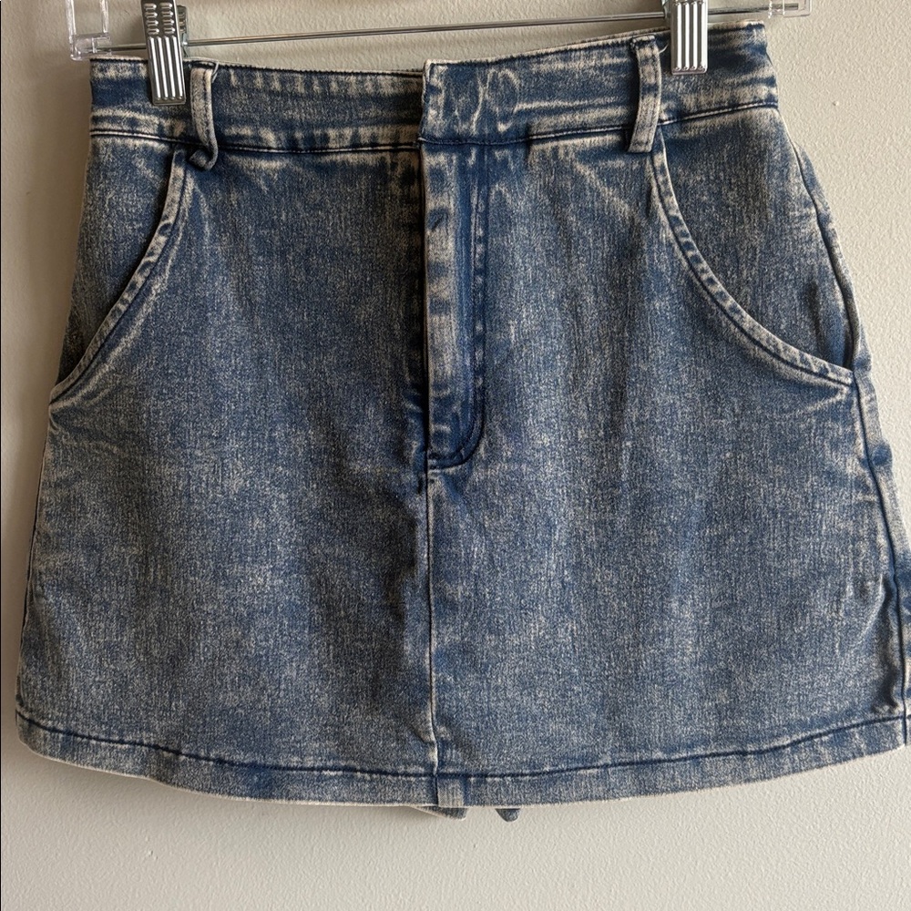 Flying Tomato Denim Skort Mini Skirt Shorts Acid Wash Blue Festival Small